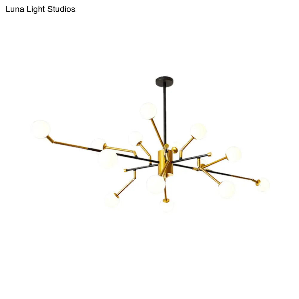 Sputnik Metal Chandelier Lighting With Brass Finish Contemporary Multi-Light Pendant In Gold