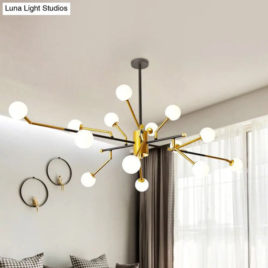 Sputnik Metal Chandelier Lighting With Brass Finish Contemporary Multi-Light Pendant In Gold