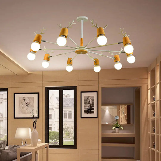 Sputnik Metal Chandelier - Modern Ceiling Hang Fixture With Bare Bulb For Bedroom 3/6/8 Lights