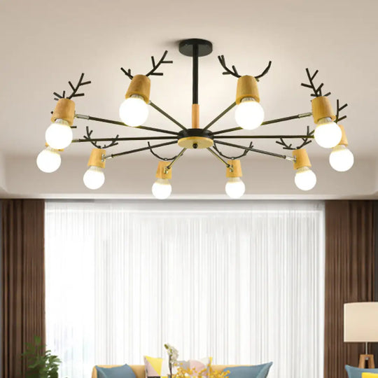 Sputnik Metal Chandelier - Modern Ceiling Hang Fixture With Bare Bulb For Bedroom 3/6/8 Lights