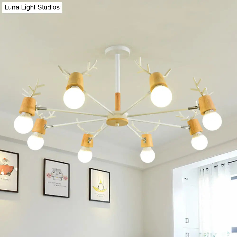 Sputnik Metal Chandelier - Modern Ceiling Hang Fixture With Bare Bulb For Bedroom 3/6/8 Lights