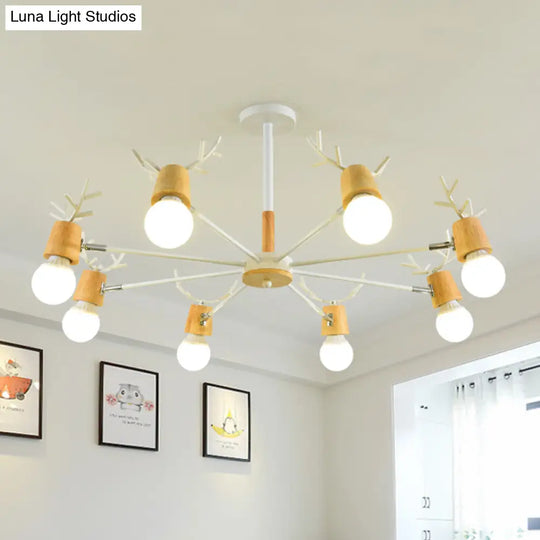 Sputnik Metal Chandelier - Modern Ceiling Hang Fixture With Bare Bulb For Bedroom 3/6/8 Lights