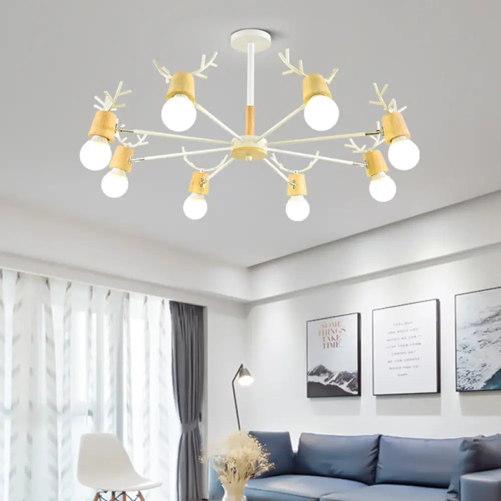 Sputnik Metal Chandelier - Modern Ceiling Hang Fixture With Bare Bulb For Bedroom 3/6/8 Lights