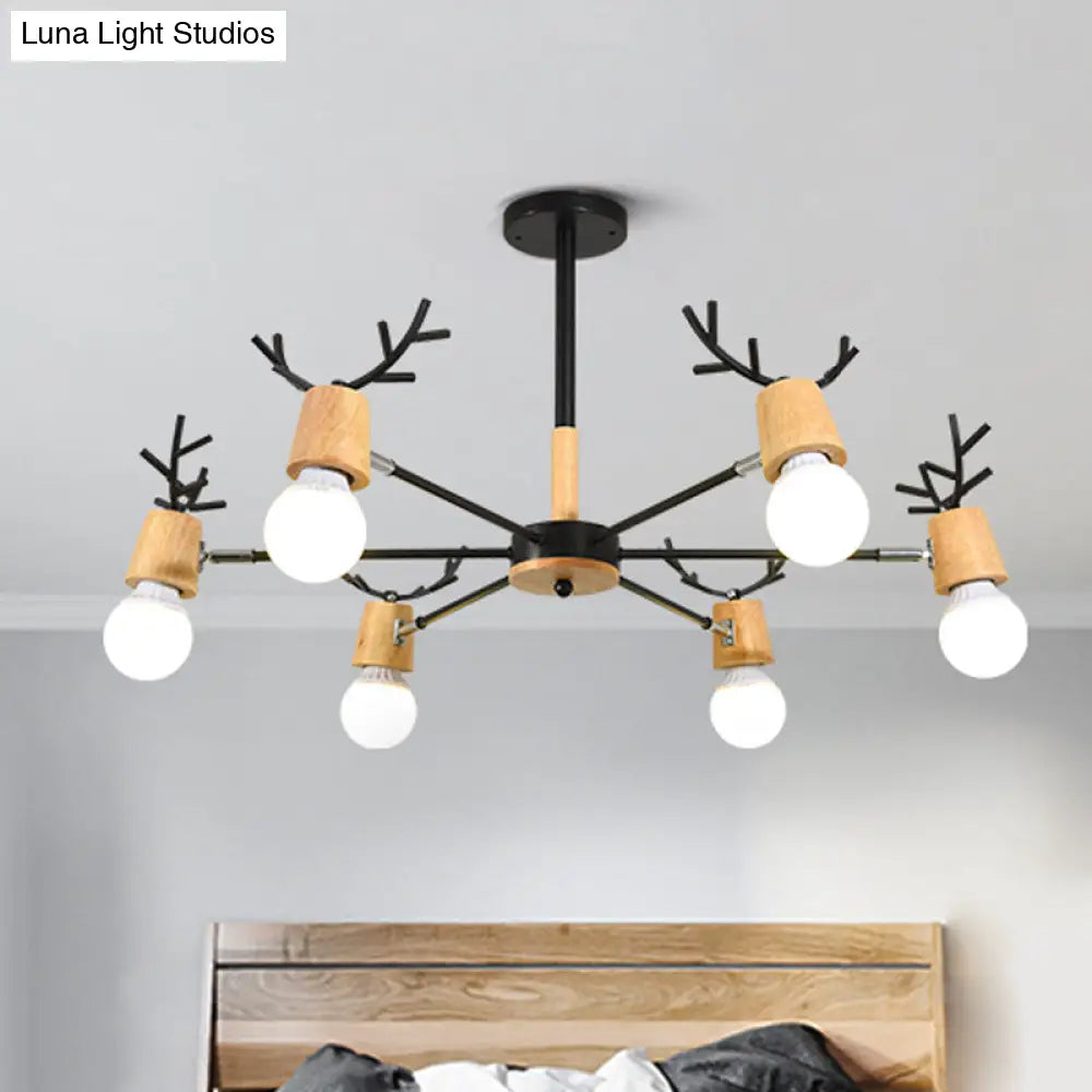 Sputnik Metal Chandelier - Modern Ceiling Hang Fixture With Bare Bulb For Bedroom 3/6/8 Lights