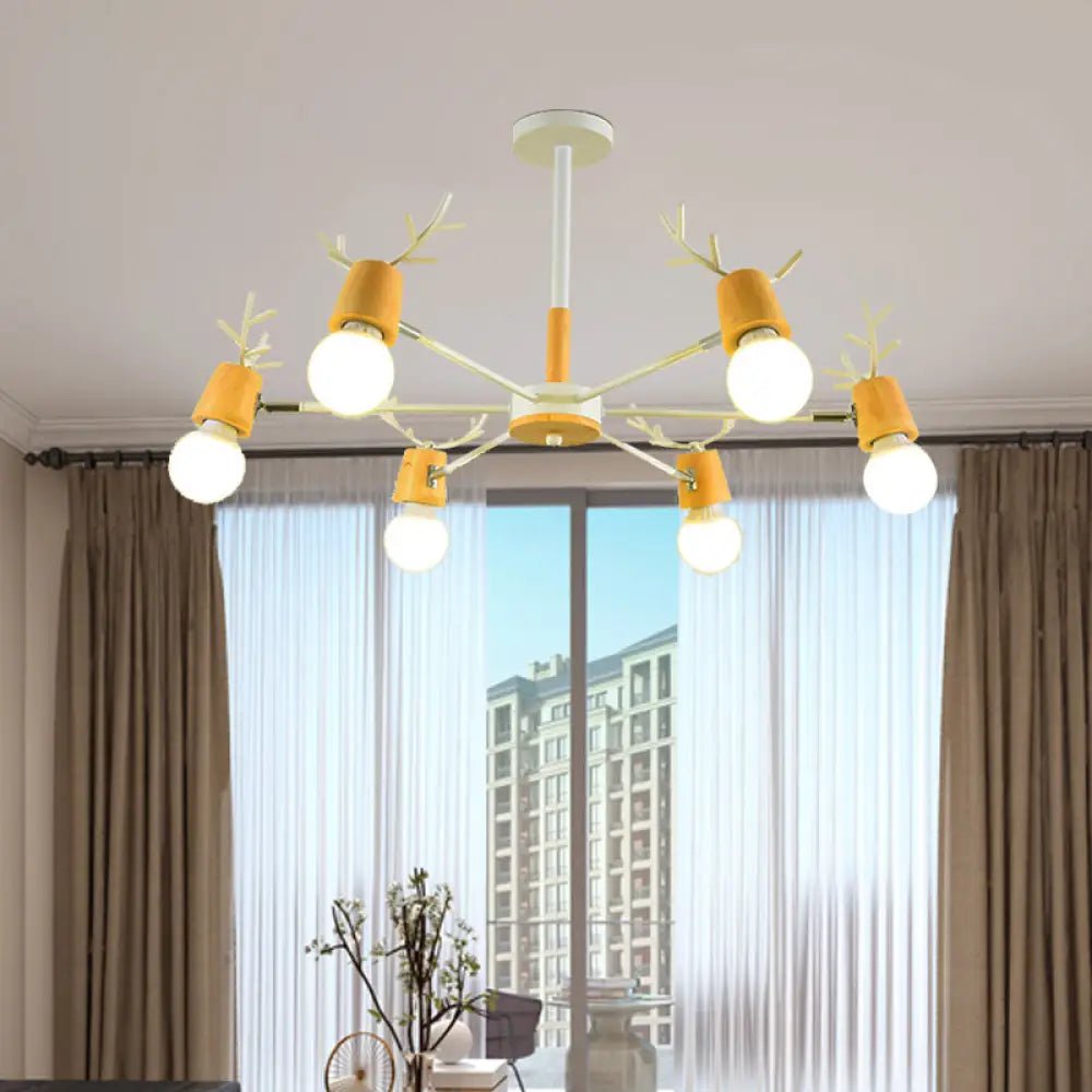 Sputnik Metal Chandelier - Modern Ceiling Hang Fixture With Bare Bulb For Bedroom 3/6/8 Lights