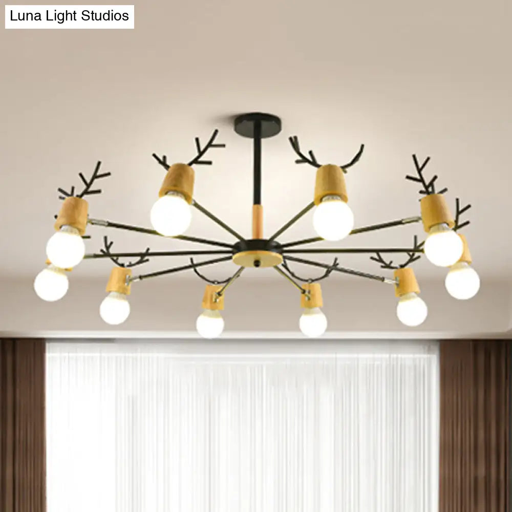 Sputnik Metal Chandelier - Modern Ceiling Hang Fixture With Bare Bulb For Bedroom 3/6/8 Lights