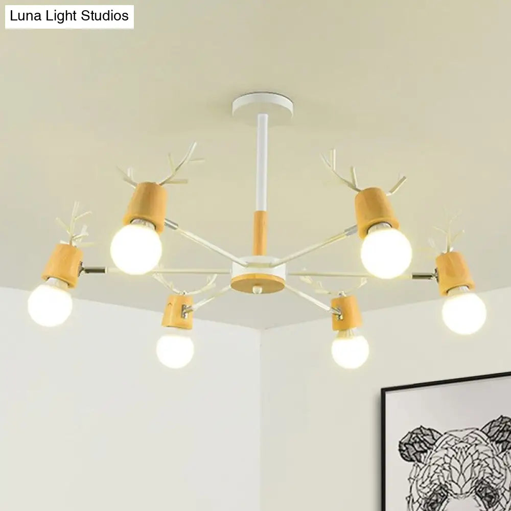 Sputnik Metal Chandelier - Modern Ceiling Hang Fixture With Bare Bulb For Bedroom 3/6/8 Lights