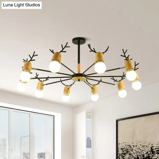 Sputnik Metal Chandelier - Modern Ceiling Hang Fixture With Bare Bulb For Bedroom 3/6/8 Lights