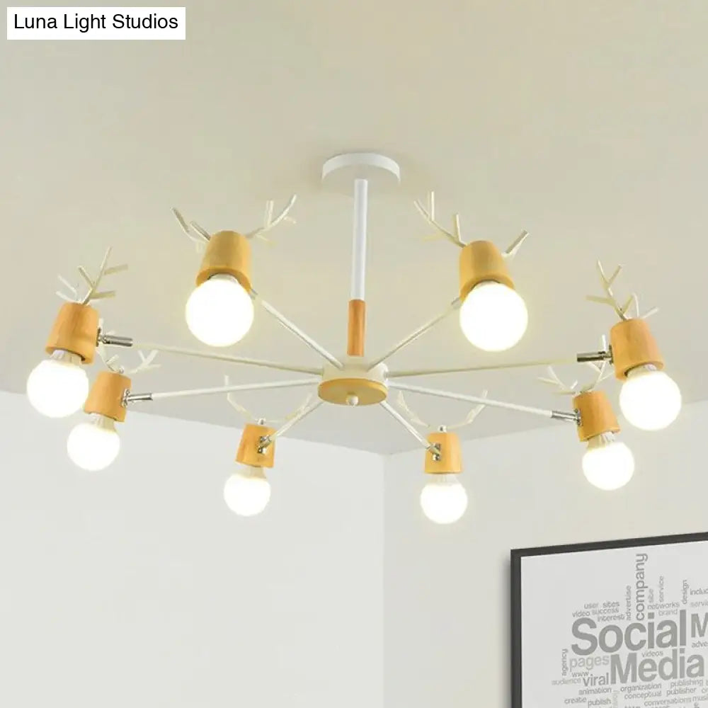 Sputnik Metal Chandelier - Modern Ceiling Hang Fixture With Bare Bulb For Bedroom 3/6/8 Lights