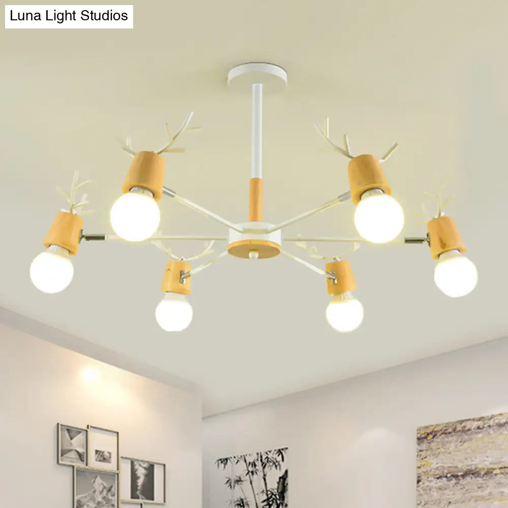 Sputnik Metal Chandelier - Modern Ceiling Hang Fixture With Bare Bulb For Bedroom 3/6/8 Lights