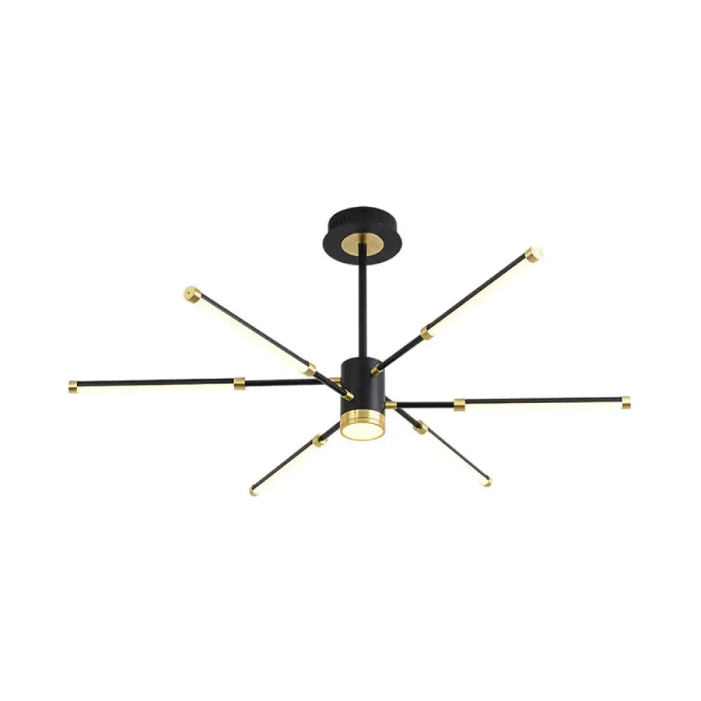 Sputnik Modern Hanging Chandelier - Metal Black Finish 6/8 Lights Warm/White Suspension Light 6 /