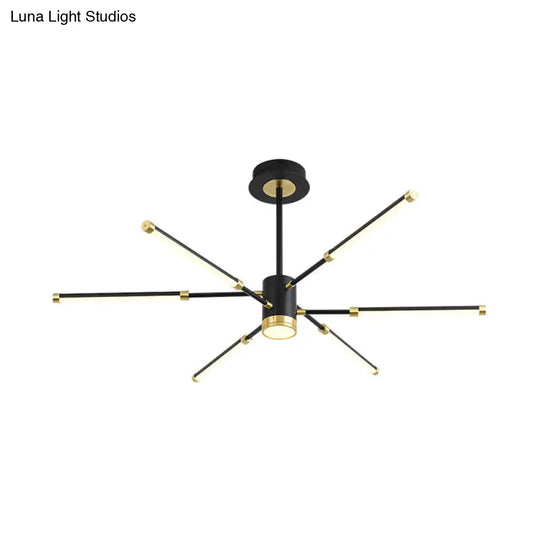 Sputnik Modern Metal Hanging Chandelier - 6/8 Lights Black Suspension Light Warm/White 6 / Warm