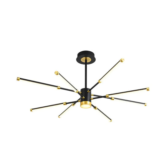 Sputnik Modern Hanging Chandelier - Metal Black Finish 6/8 Lights Warm/White Suspension Light 8 /