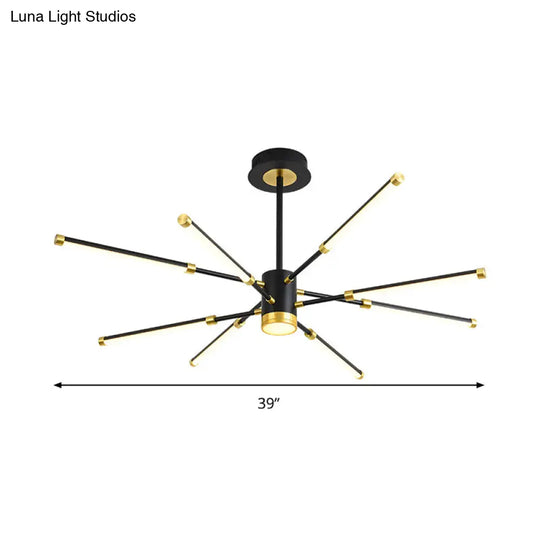 Sputnik Modern Hanging Chandelier - Metal Black Finish 6/8 Lights Warm/White Suspension Light