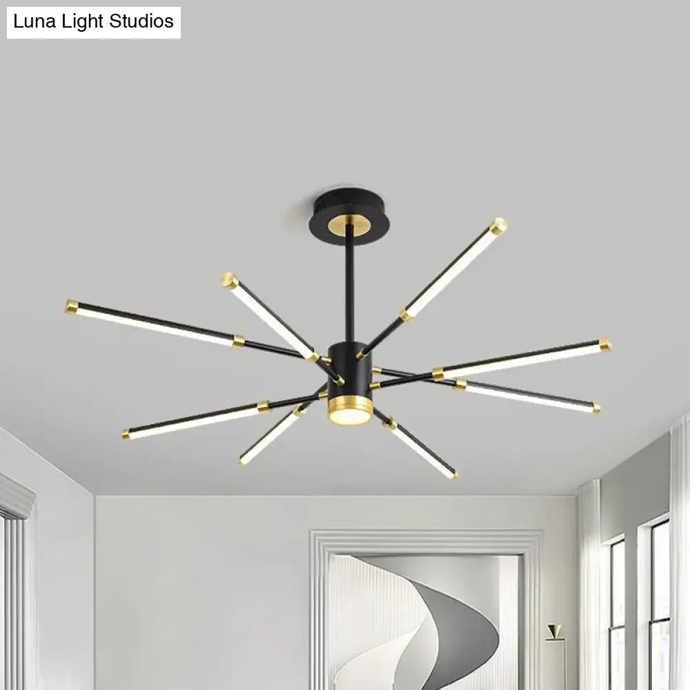 Sputnik Modern Metal Hanging Chandelier - 6/8 Lights Black Suspension Light Warm/White 8 / White