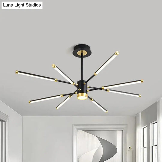 Sputnik Modern Metal Hanging Chandelier - 6/8 Lights Black Suspension Light Warm/White 8 / White