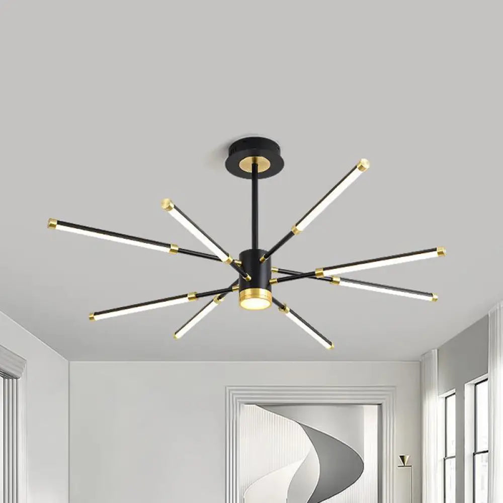 Sputnik Modern Hanging Chandelier - Metal Black Finish 6/8 Lights Warm/White Suspension Light 8 /