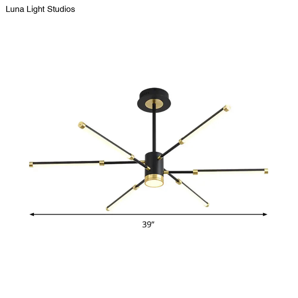 Sputnik Modern Hanging Chandelier - Metal Black Finish 6/8 Lights Warm/White Suspension Light