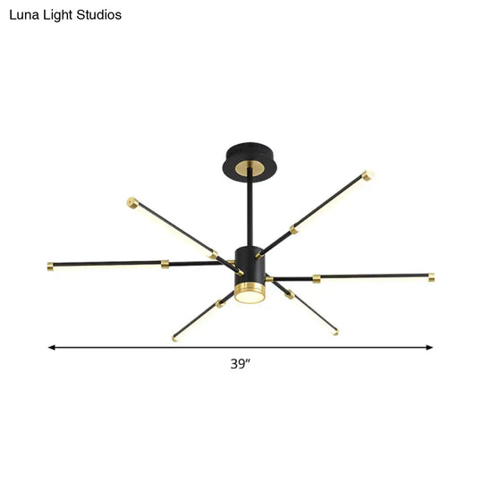 Sputnik Modern Hanging Chandelier - Metal Black Finish 6/8 Lights Warm/White Suspension Light