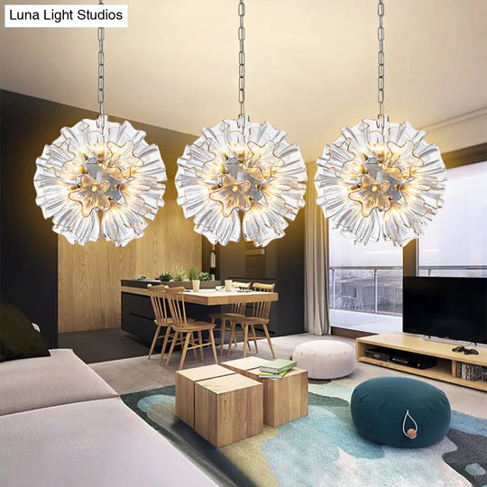 Modern Silver Glass Led Sputnik Chandelier Lamp - 16/23.5 Wide For Living Room Ceiling