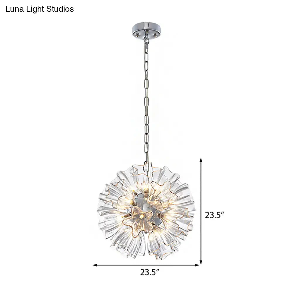 Modern Silver Glass Led Sputnik Chandelier Lamp - 16/23.5 Wide For Living Room Ceiling