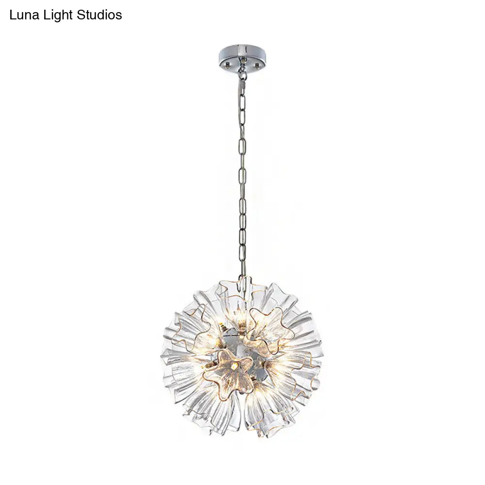 Modern Silver Glass Led Sputnik Chandelier Lamp - 16/23.5 Wide For Living Room Ceiling