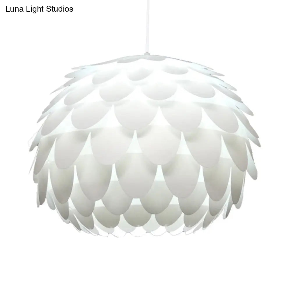 Modern Squama Pendant Light - Arc Deco Design White Plastic Ideal For Bedroom 12/16 Width