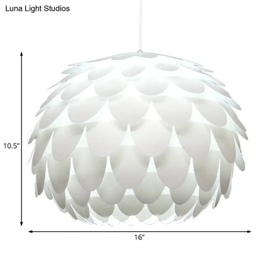 Modern Squama Pendant Light - Arc Deco Design White Plastic Ideal For Bedroom 12/16 Width