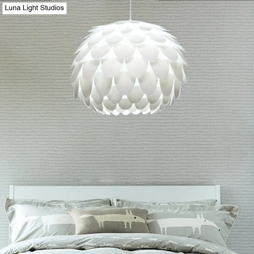 Modern Squama Pendant Light - Arc Deco Design White Plastic Ideal For Bedroom 12/16 Width / 12