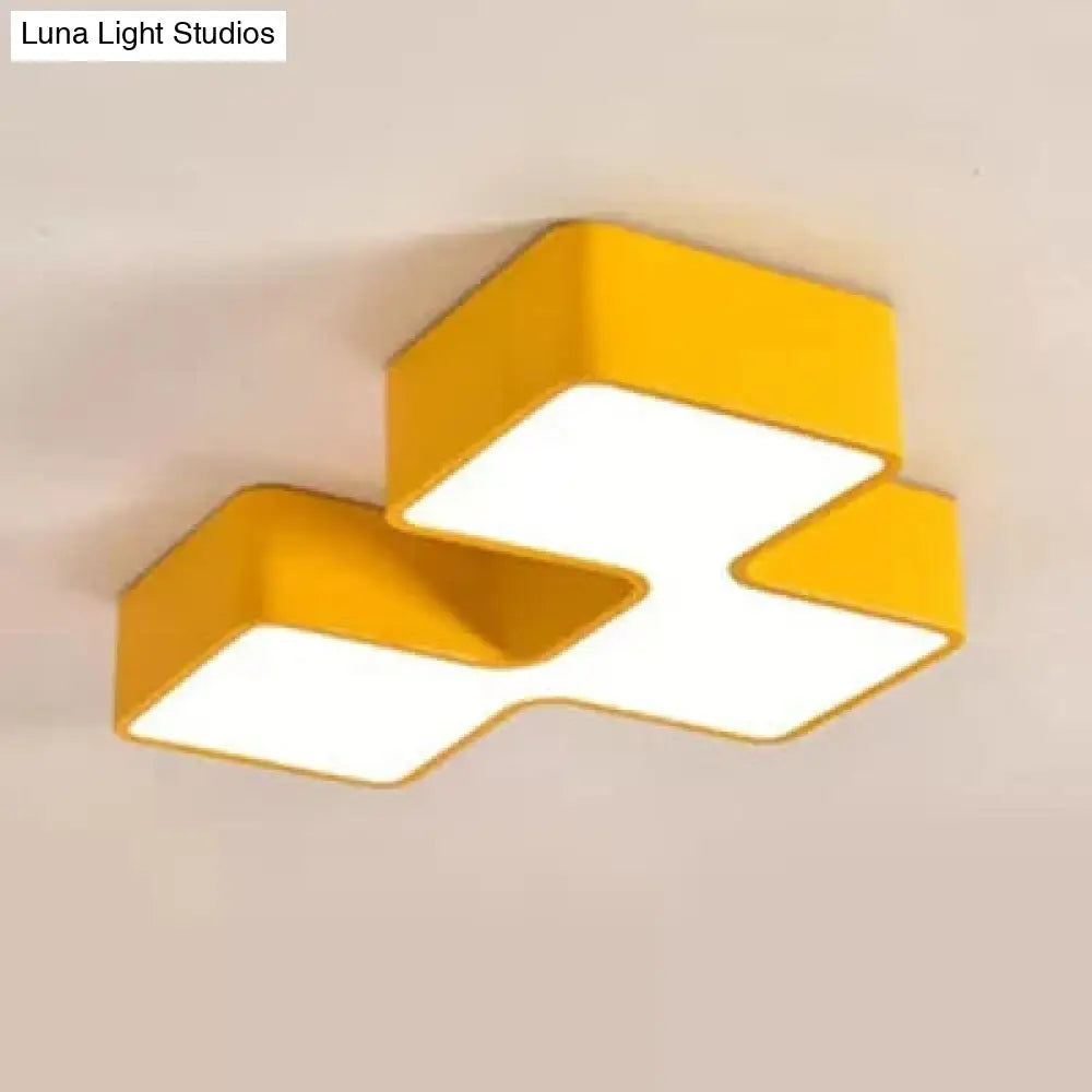 Square Acrylic Flush Mount Ceiling Light For Kindergarten And Nursing Room With Modern Style Yellow