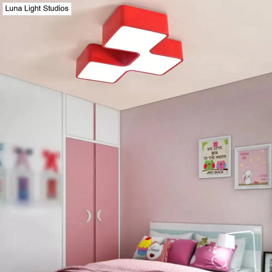 Square Acrylic Flush Mount Ceiling Light For Kindergarten And Nursing Room With Modern Style