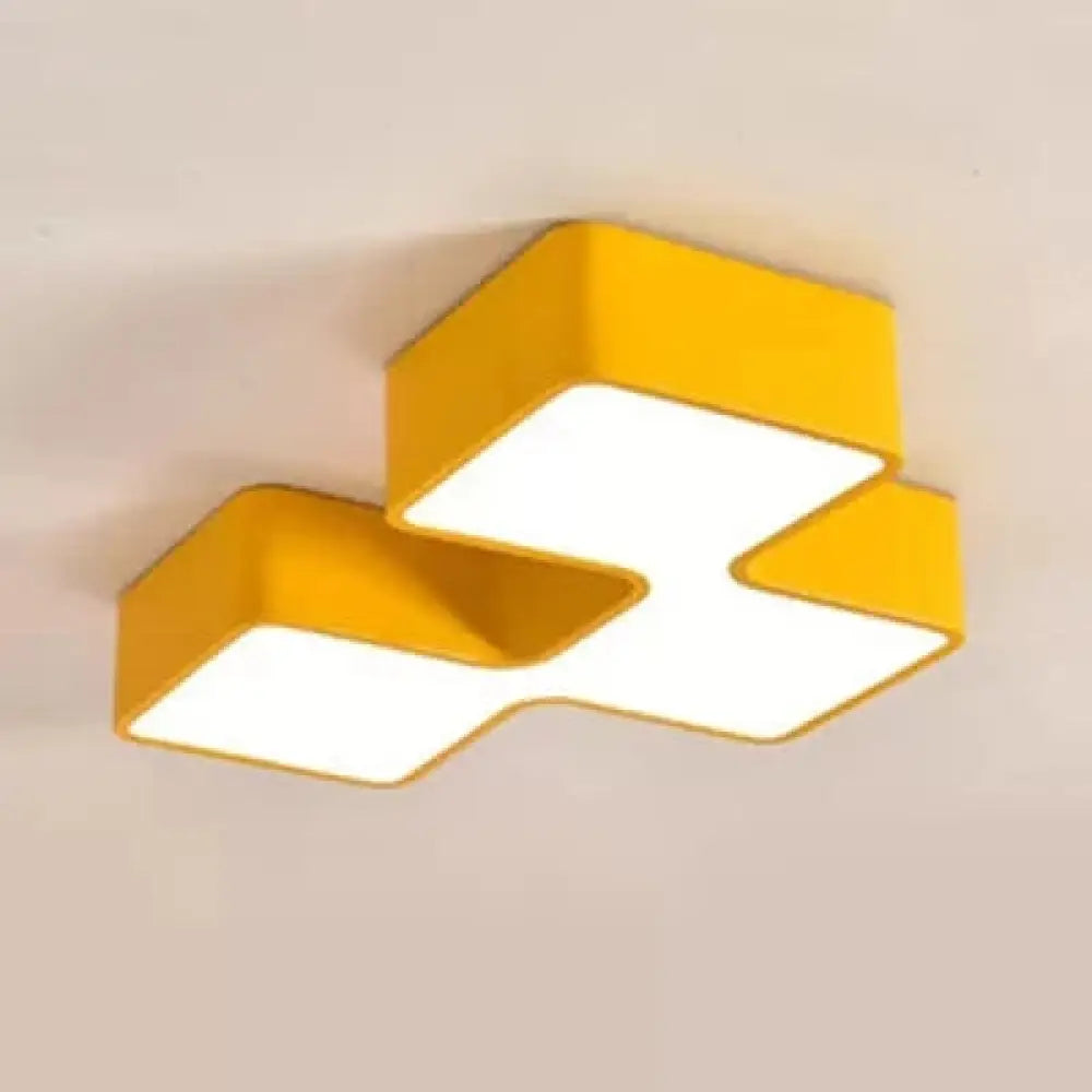 Square Acrylic Flush Mount Ceiling Light For Kindergarten And Nursing Room With Modern Style Yellow