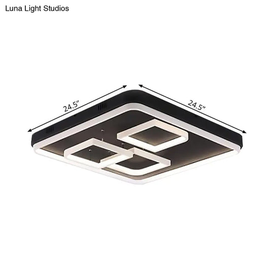 Square Acrylic Led Ceiling Light Fixture - 16.5/20.5/24.5 Wide Modern Semi Mount Warm/White Black