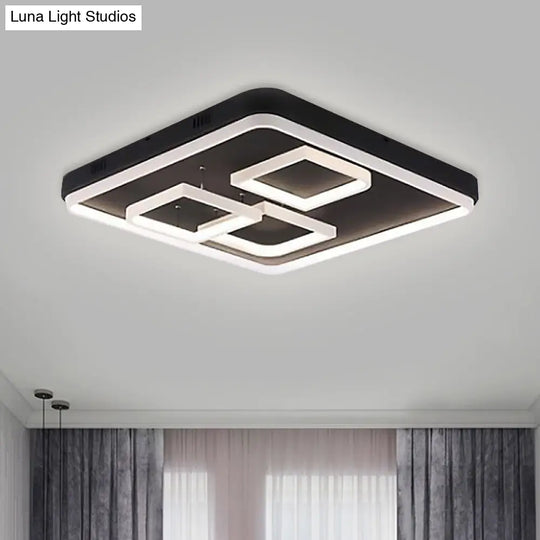 Square Acrylic Led Ceiling Light Fixture - 16.5/20.5/24.5 Wide Modern Semi Mount Warm/White Black