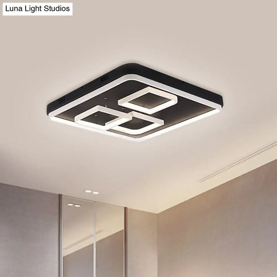 Square Acrylic Led Ceiling Light Fixture - 16.5/20.5/24.5 Wide Modern Semi Mount Warm/White Black