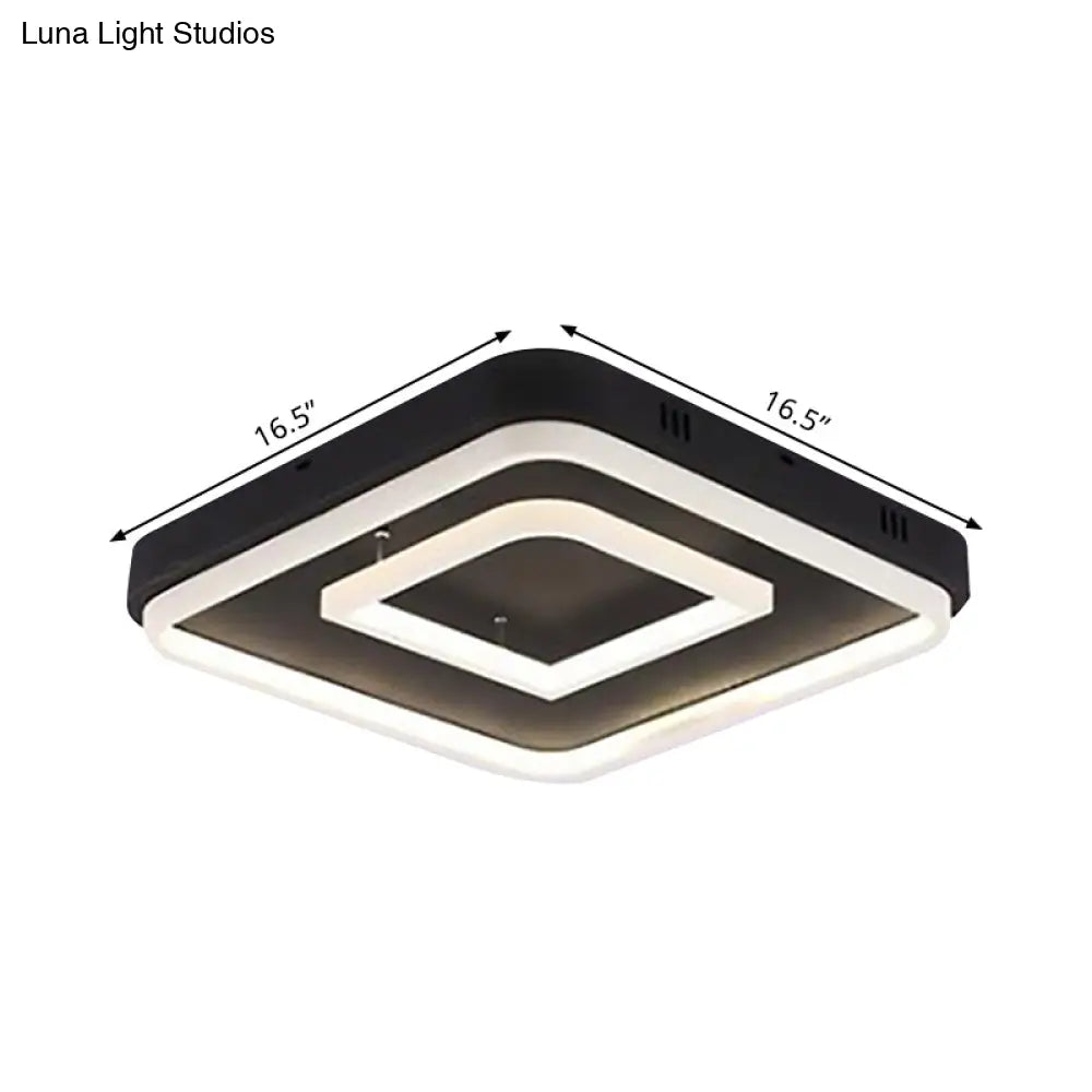 Square Acrylic Led Ceiling Light Fixture - 16.5’/20.5’/24.5’ Wide Modern Semi Mount