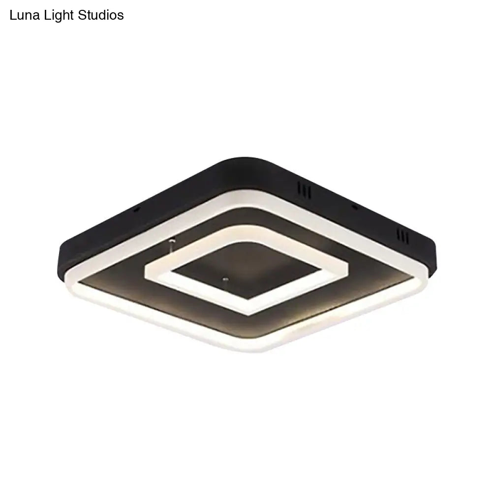 Square Acrylic Led Ceiling Light Fixture - 16.5/20.5/24.5 Wide Modern Semi Mount Warm/White Black