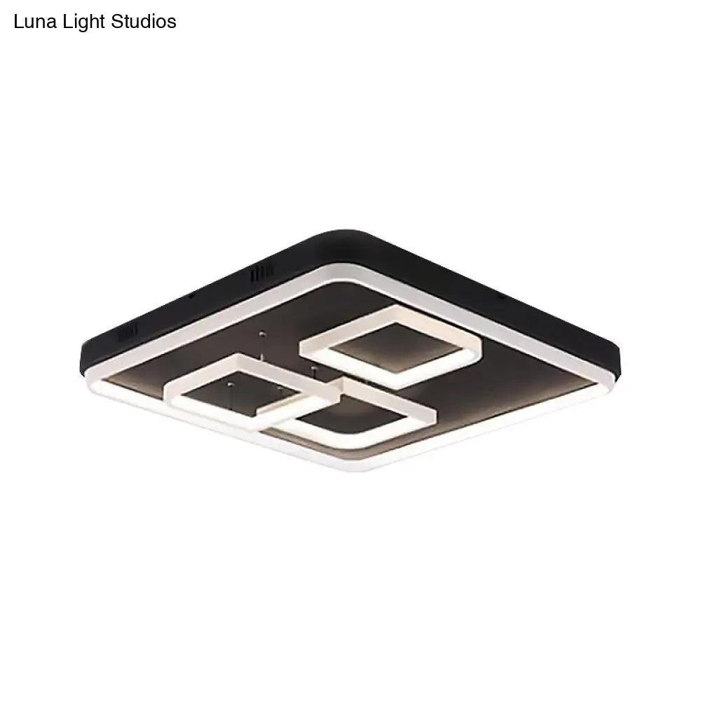 Square Acrylic Led Ceiling Light Fixture - 16.5’/20.5’/24.5’ Wide Modern Semi Mount