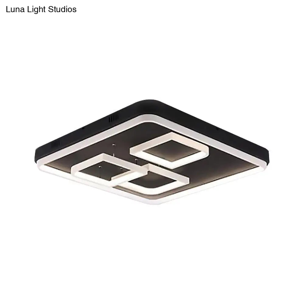 Square Acrylic Led Ceiling Light Fixture - 16.5/20.5/24.5 Wide Modern Semi Mount Warm/White Black