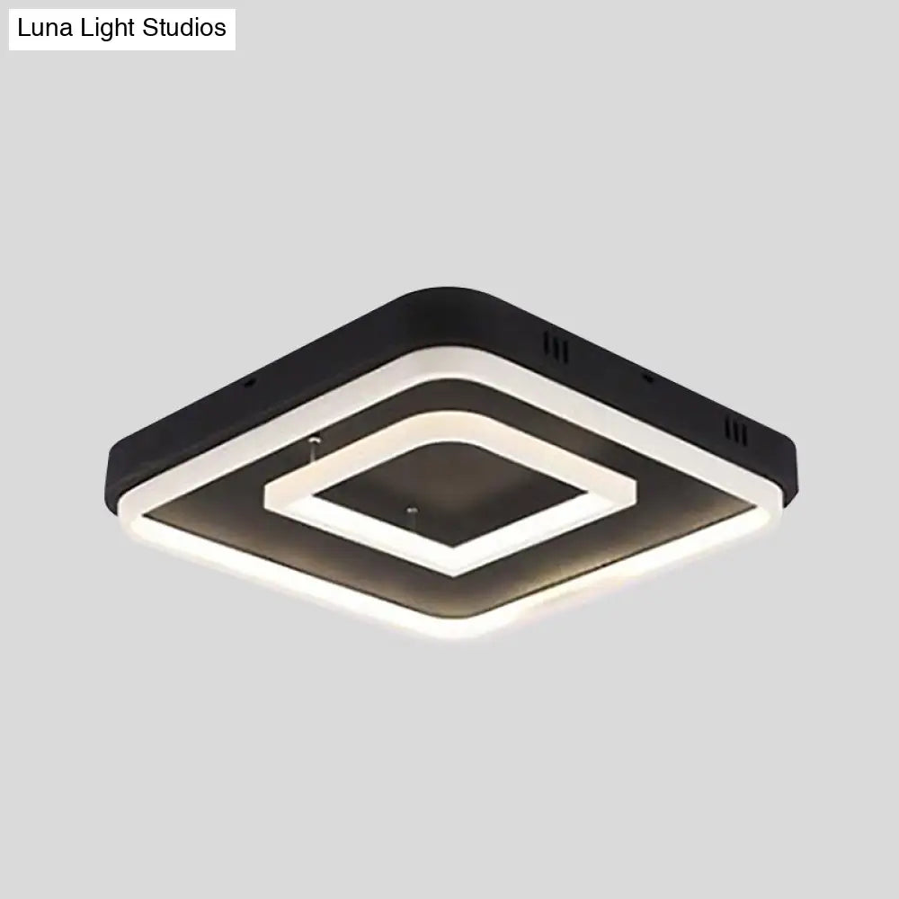 Square Acrylic Led Ceiling Light Fixture - 16.5/20.5/24.5 Wide Modern Semi Mount Warm/White Black