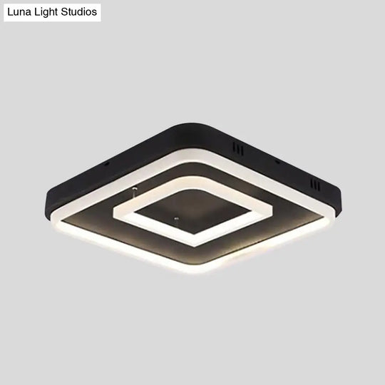 Square Acrylic Led Ceiling Light Fixture - 16.5/20.5/24.5 Wide Modern Semi Mount Warm/White Black