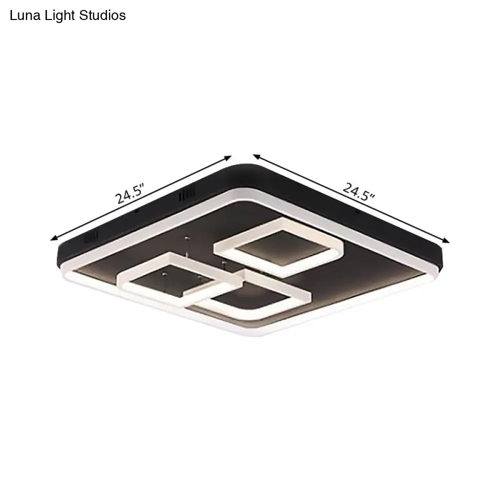 Square Acrylic Led Ceiling Light Fixture - 16.5’/20.5’/24.5’ Wide Modern Semi Mount
