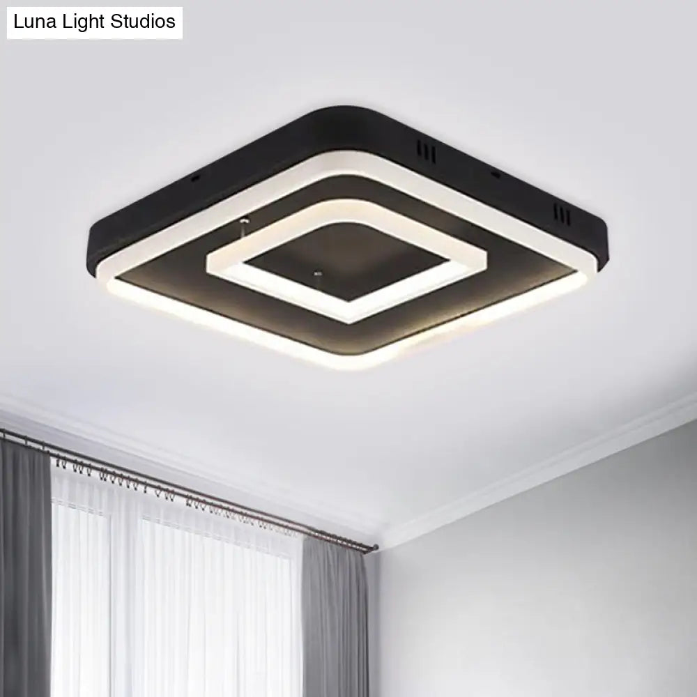 Square Acrylic Led Ceiling Light Fixture - 16.5/20.5/24.5 Wide Modern Semi Mount Warm/White Black