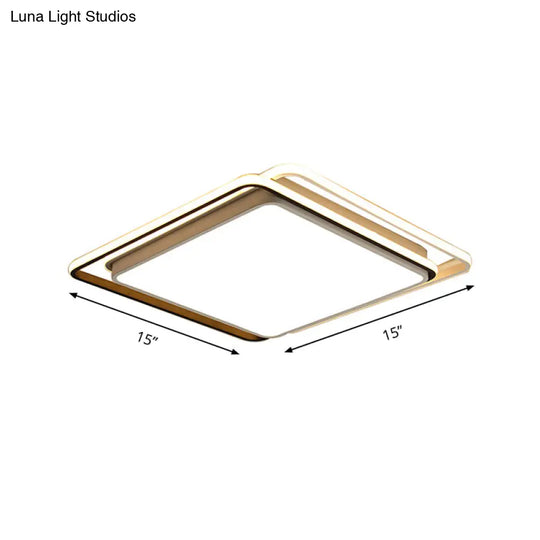 Square Ceiling Mount Led Lamp: Minimalist Metal Flush Light For Living Room In White/Warm -