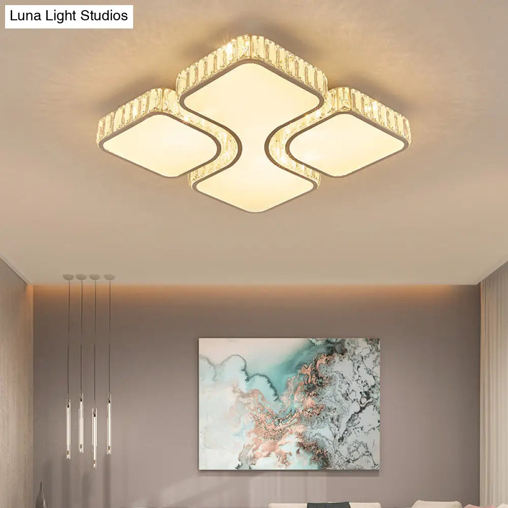 Square Crystal Deco Led Flush Mount Ceiling Light For Hallway - Modern & Stylish