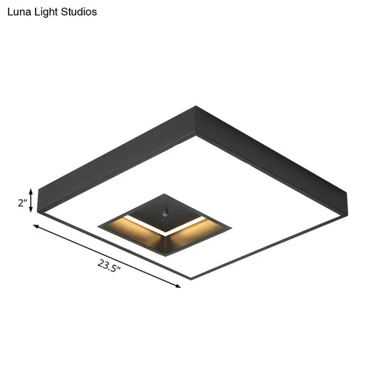Square Flush Pendant Light - Modern Led Acrylic Ceiling Mount In Black/White