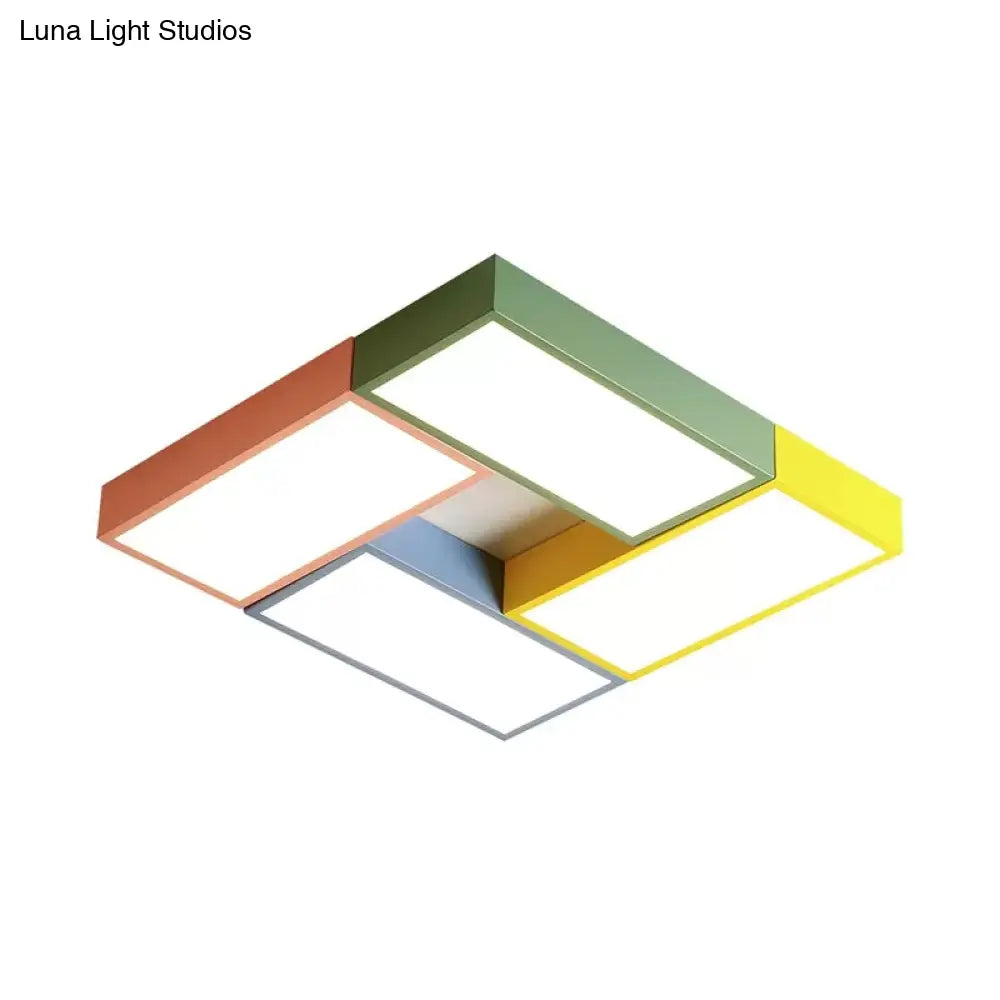 Square Game Room Ceiling Mount Light: Acrylic Macaron Loft Led Lamp