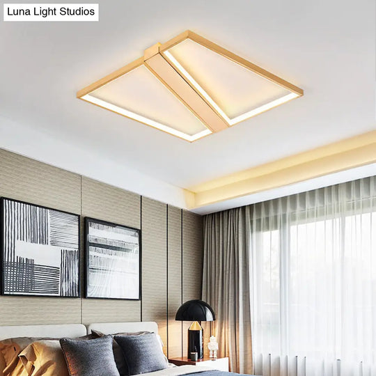 Square Gold Metal Flush Mount Ceiling Light For Modern Bedroom - 18/23.5 W Led Warm/White / 18 Warm