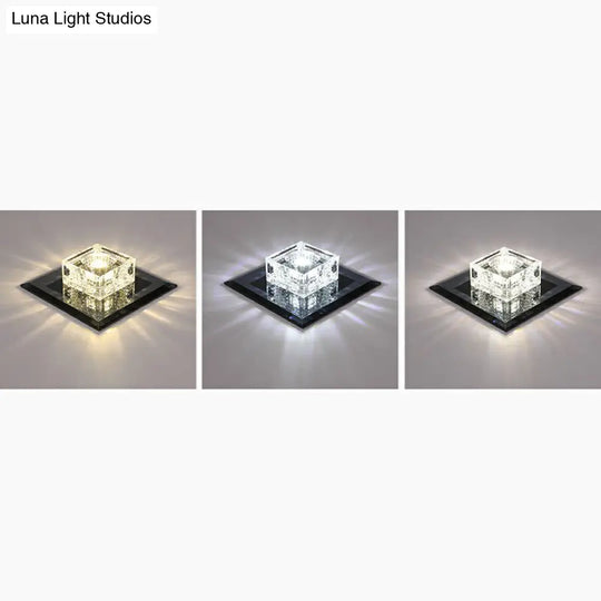 Square Led Crystal Ceiling Light - Modern Flushmount For Hallways Black / Third Gear