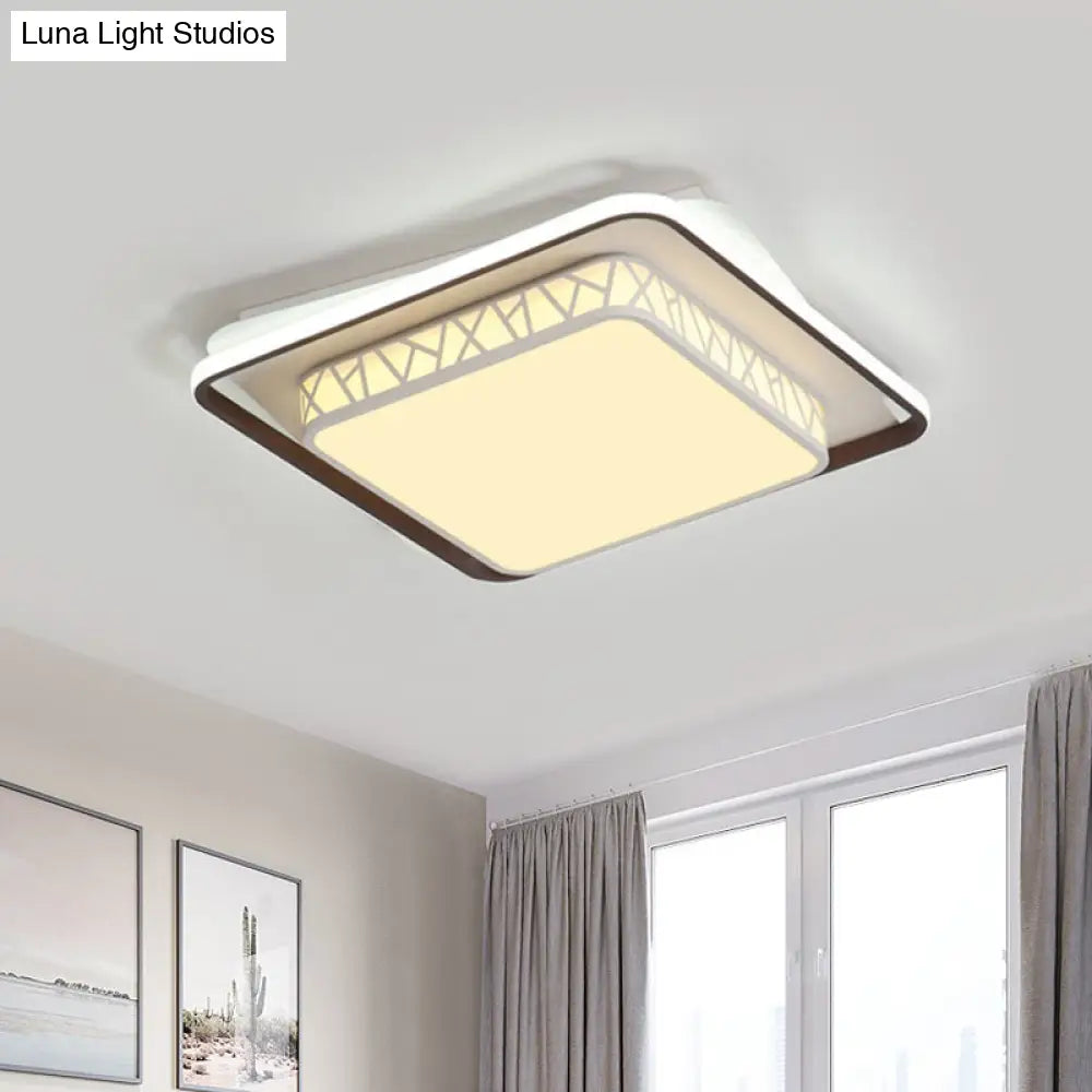 Square Led Flush Mount Lighting: Contemporary Acrylic Ceiling Light For Bedroom